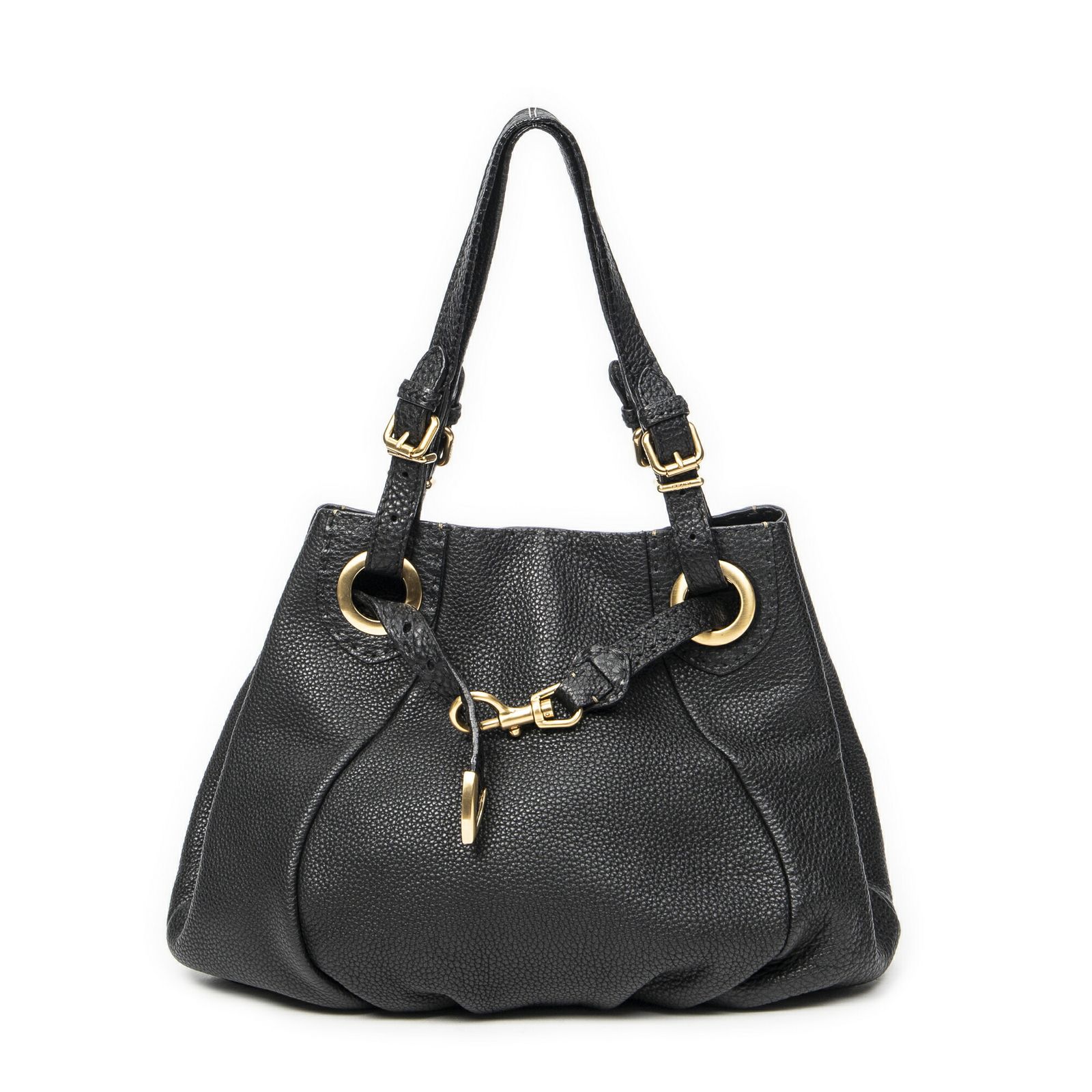 FENDI フェンディセレリア ジップ ホーボー黒グレインレザーA