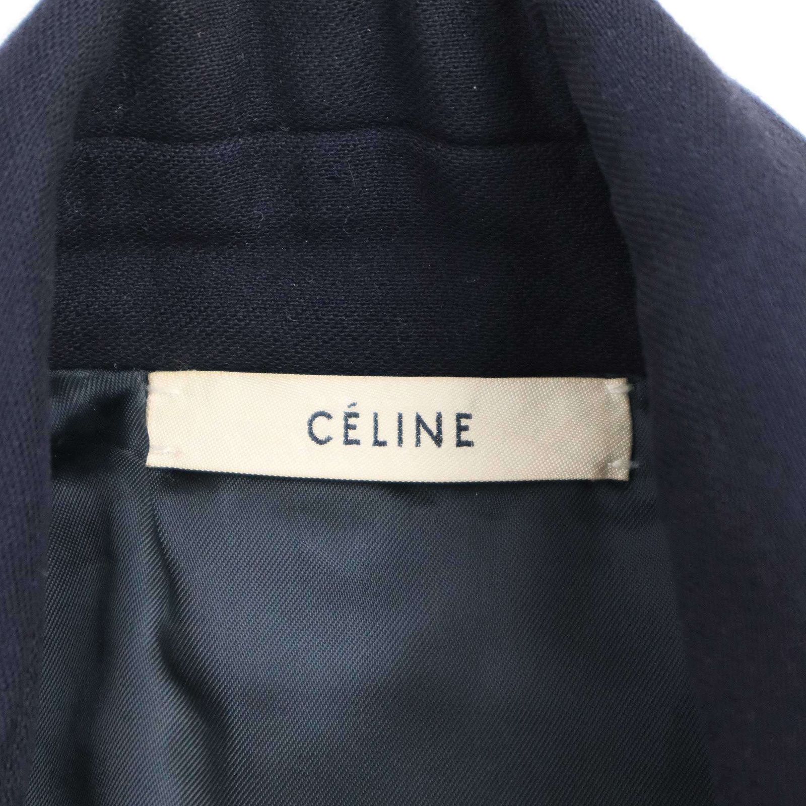 レザーポケットロングジレベスト ネイビー