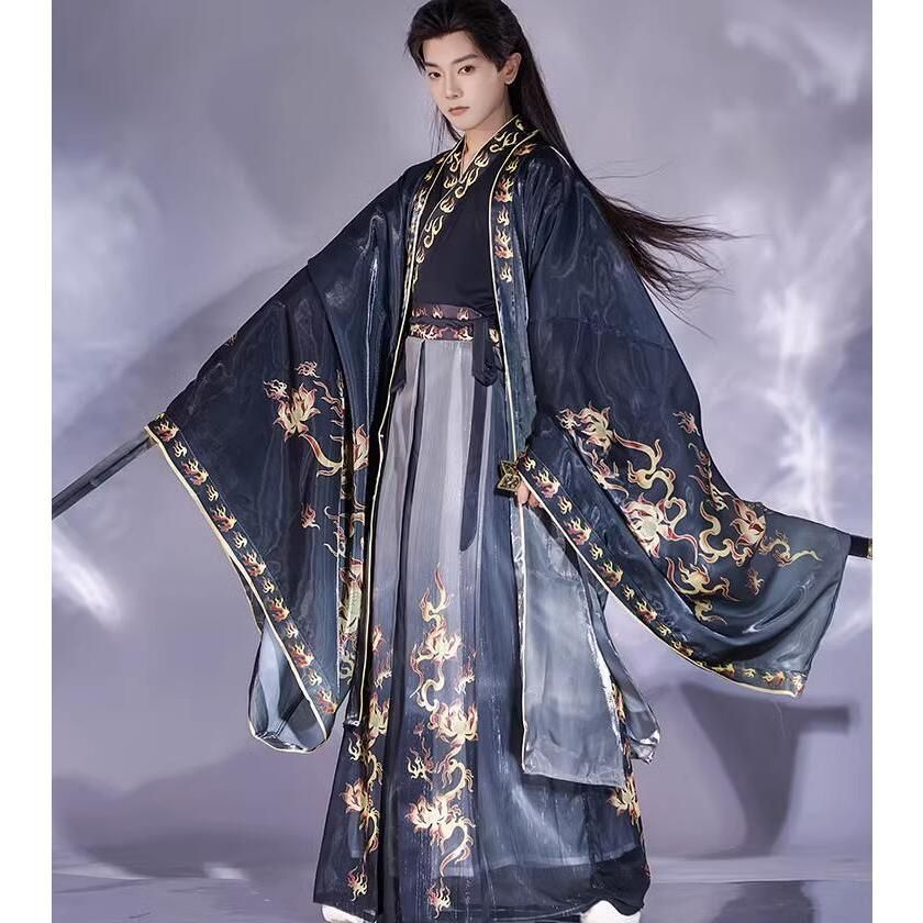 ♥ 漢服唐装 メンズ 男性用 華やか 中華服 中華コスプレ衣装3点セット オリジナル 豪華 女性用も 中国古代服 チャイナ服 フェニックス 炎 ハロウィン BJ0929ML
