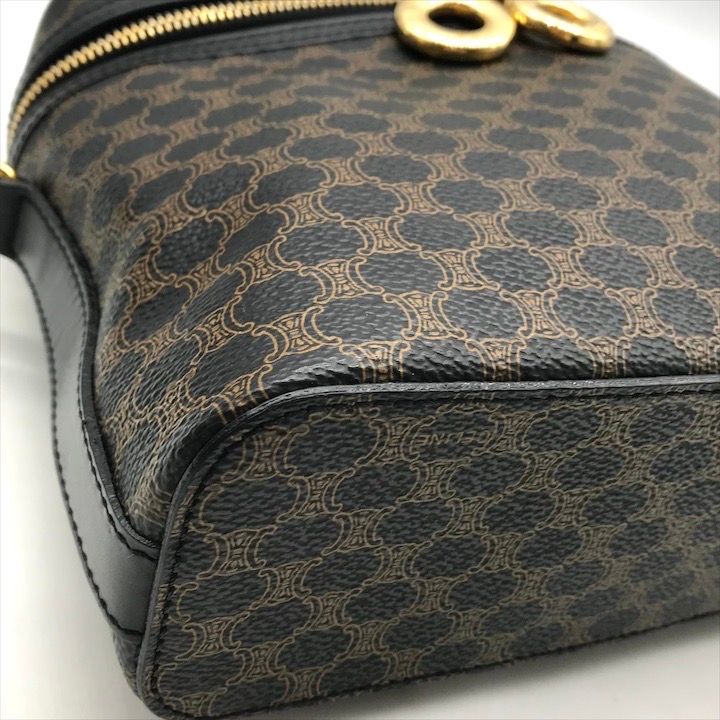 CELINE】メッセンジャーバッグ マカダム柄 ゴールド金具 ブラウン PVC