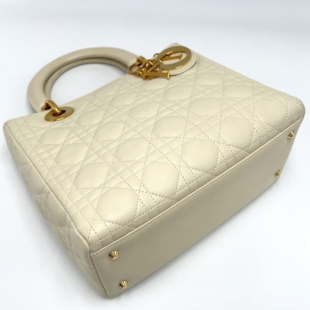 ディオール レディディオール ラムスキン 2way ハンドバッグ クリーム