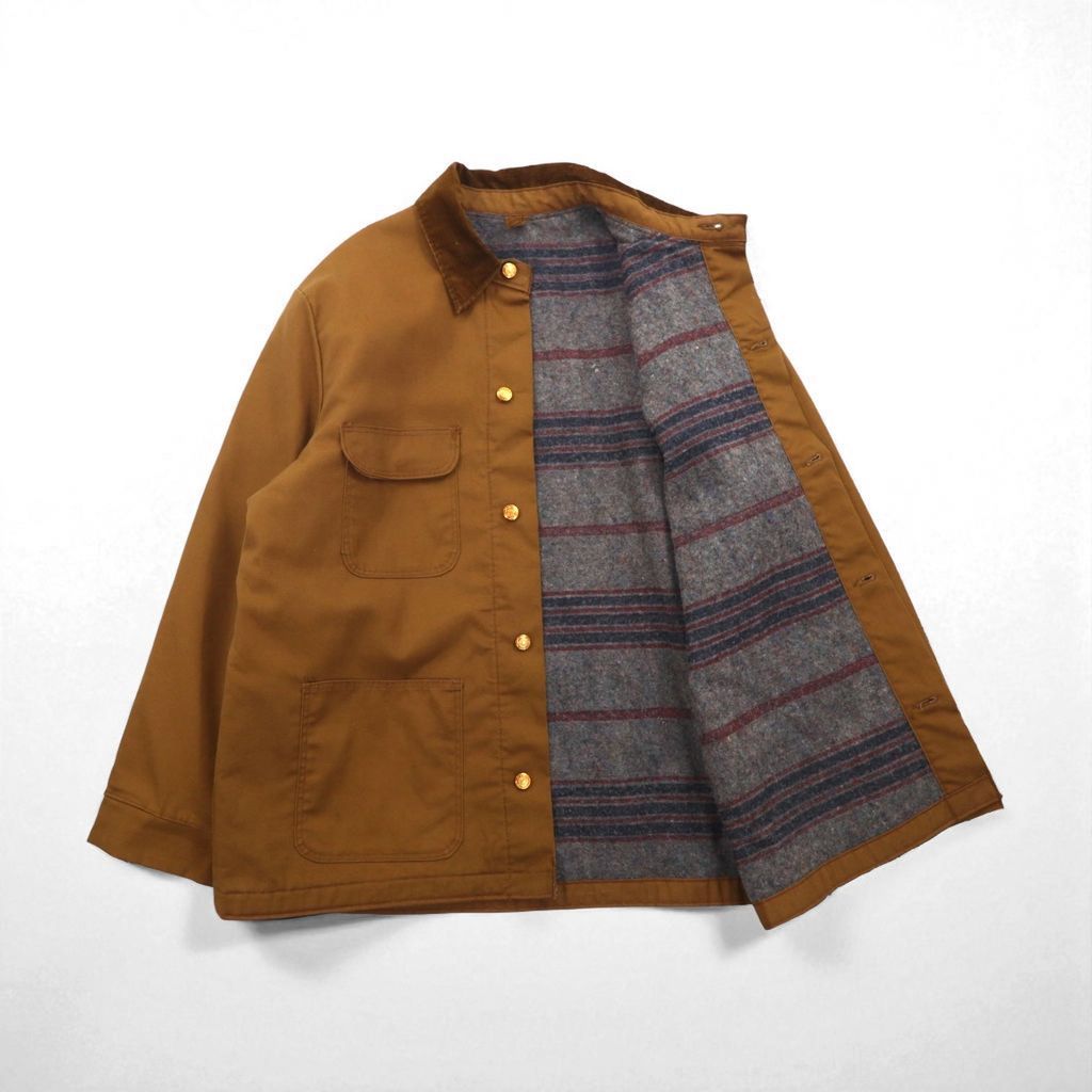 Wrangler 70年代 ダック カバーオール XL キャメル ブラウン ブランケットライナー 襟コーデュロイ SANFORIZED