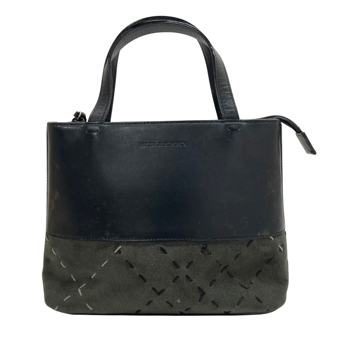 Burberry ハンドバッグ ブラック レザー バーバリー スエード