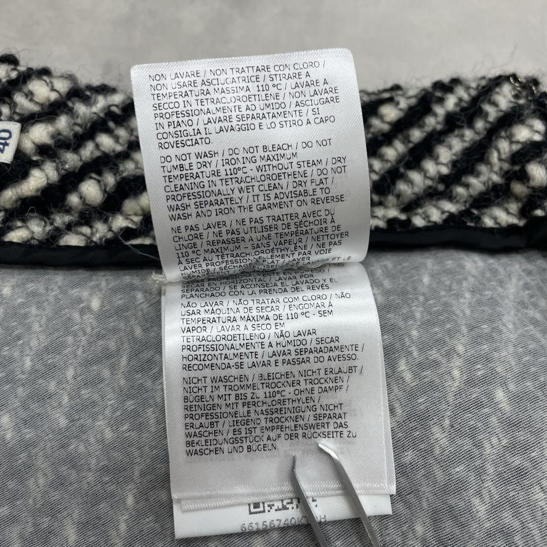 MONCLER モンクレール ツイードスカート フ ウール ハンガリー製 白黒 40 GULLKHAN_COM