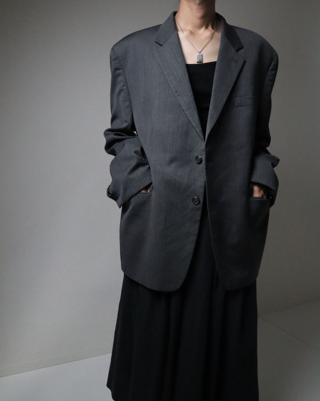 Ralph Lauren herringbone wool tailored jacket charcoal ラルフ 