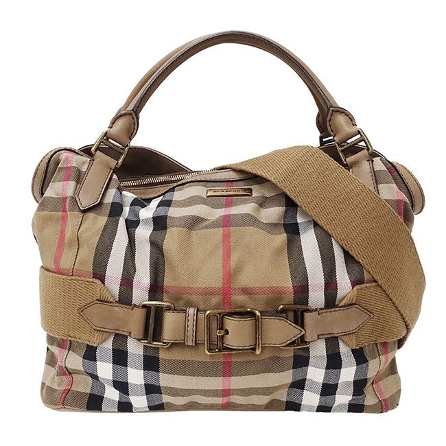 バーバリー BURBERRY バッグ レディース ブランド ハンドバッグ ショルダーバッグ 2way キャンバス ライトブラウン 大きめ 大容量 旅行 おでかけ おしゃれ チェック柄