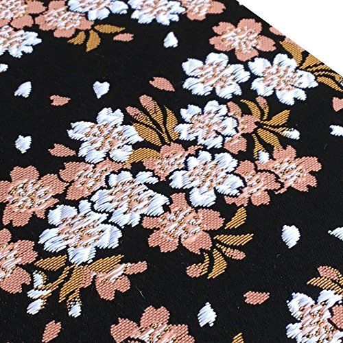 【★数量限定★】千糸繍院 御朱印帳XL【黒舞柑桜】西陣織 金襴装丁/刺繍文字 蛇腹式48ページ 特大判(金色刺繍文字／白色本文)