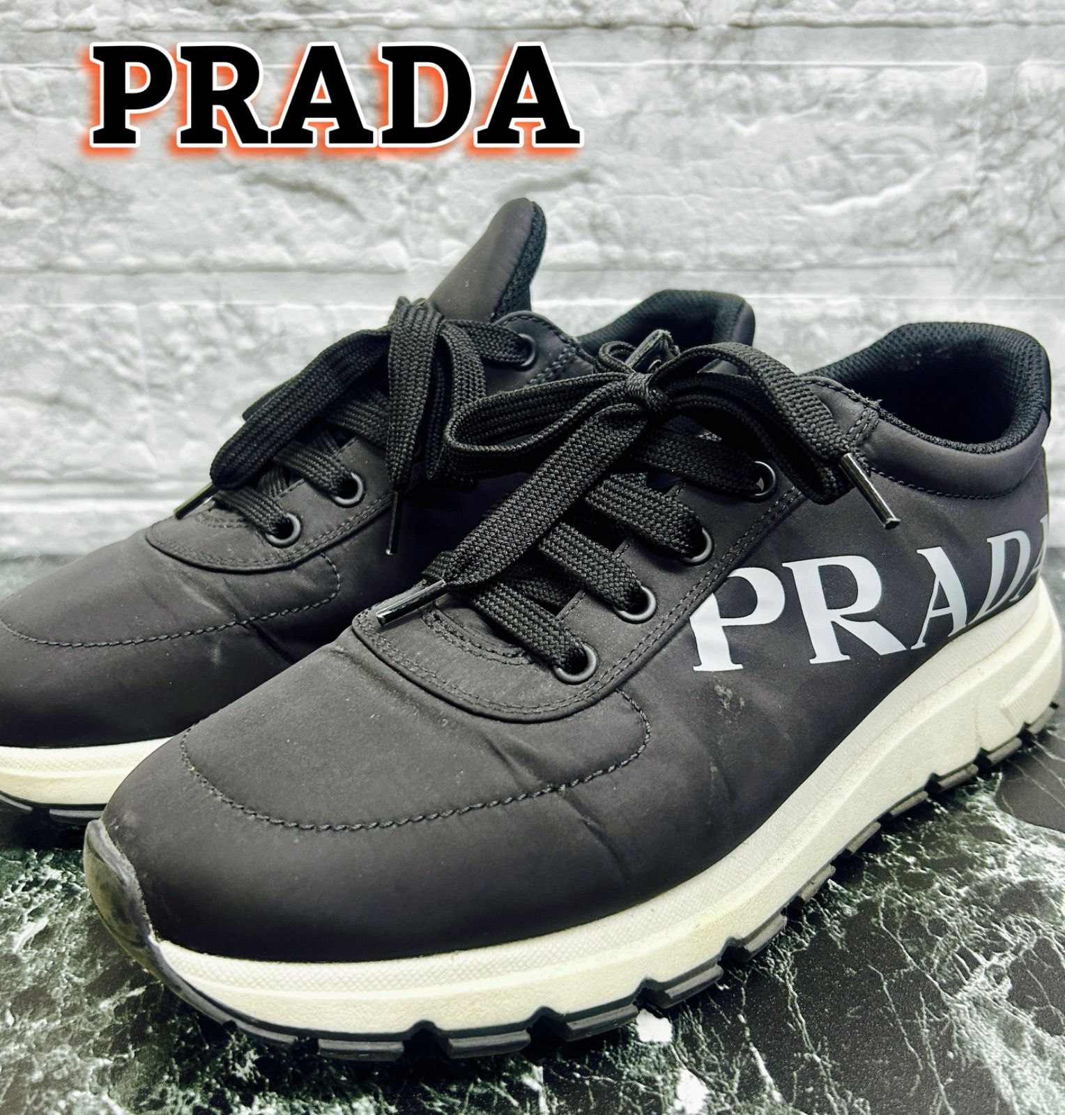 中古】PRADA ローカットスニーカー 4E 3483 25.5cm プラダ 黒 ブラック 【メンズ】 - メルカリ