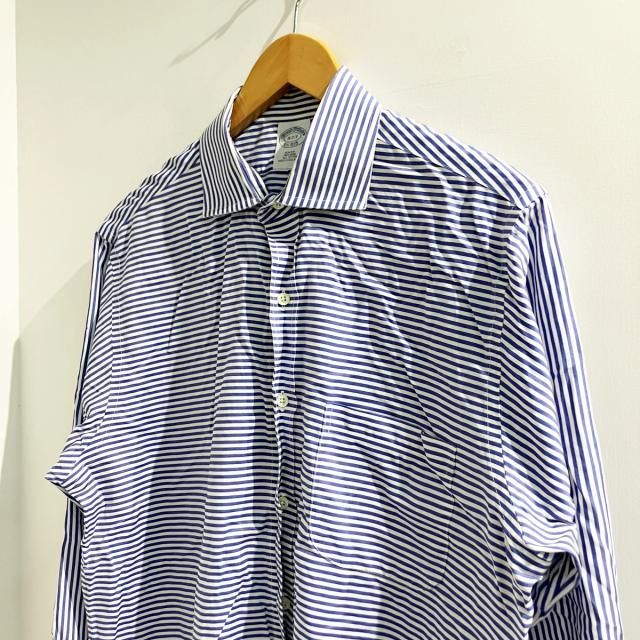 BROOKES BROTHERS ブルックスブラザーズ ワイシャツ ブルー XL ブルックスブラザーズ BROOKS BROTHERS シャツ ボーダー 比翼