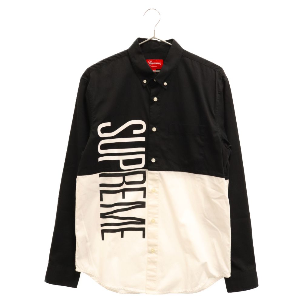 SUPREME (シュプリーム) 14SS Competition Shirt バイカラー長袖シャツ ブラック/ホワイト