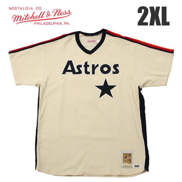 【訳あり】【新品】ミッチェル＆ネス ベースボールジャージ 2XL メンズ ベージュ MITCHELLu0026NESS ユニフォーム ヒューストン アストロズ