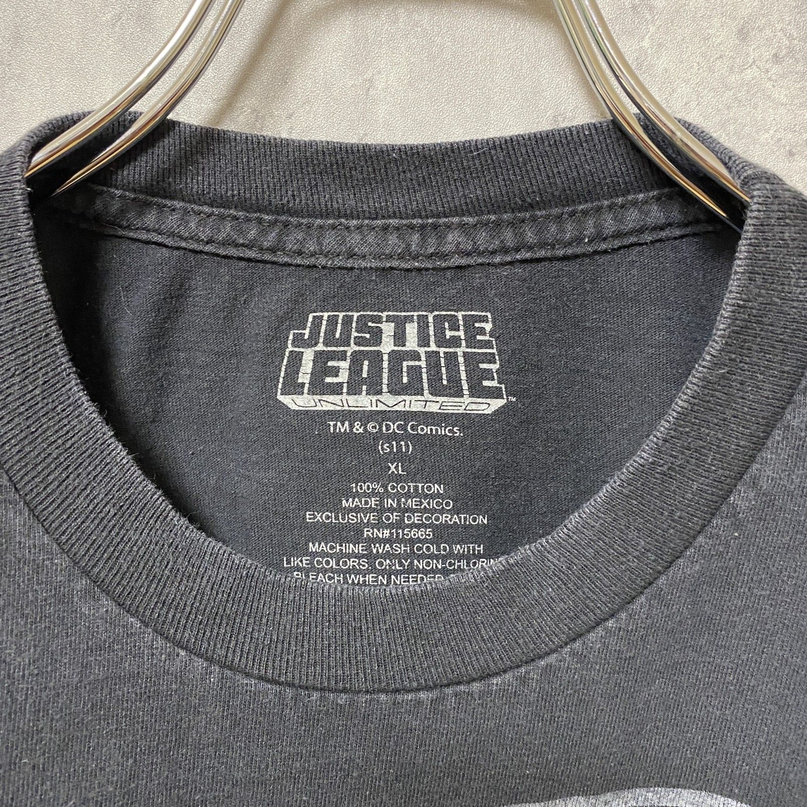 古着 used　DC Comics　JUSTICE LEAGUE　半袖プリントTシャツ　アメコミ　黒　ブラック　ビッグシルエット　オーバーサイズ