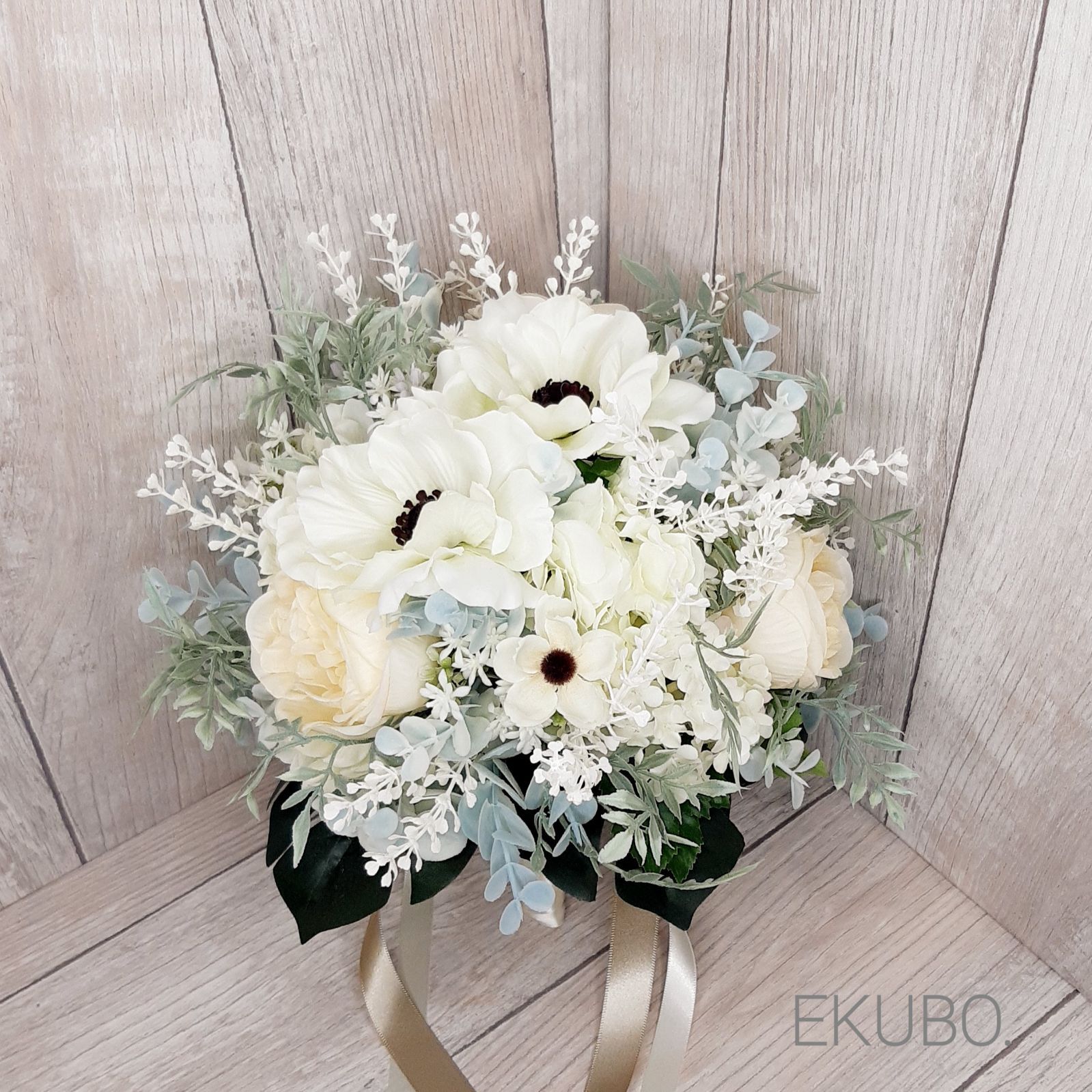 アネモネ ウェディング ブーケ ブートニア ヘッドドレス セット売り