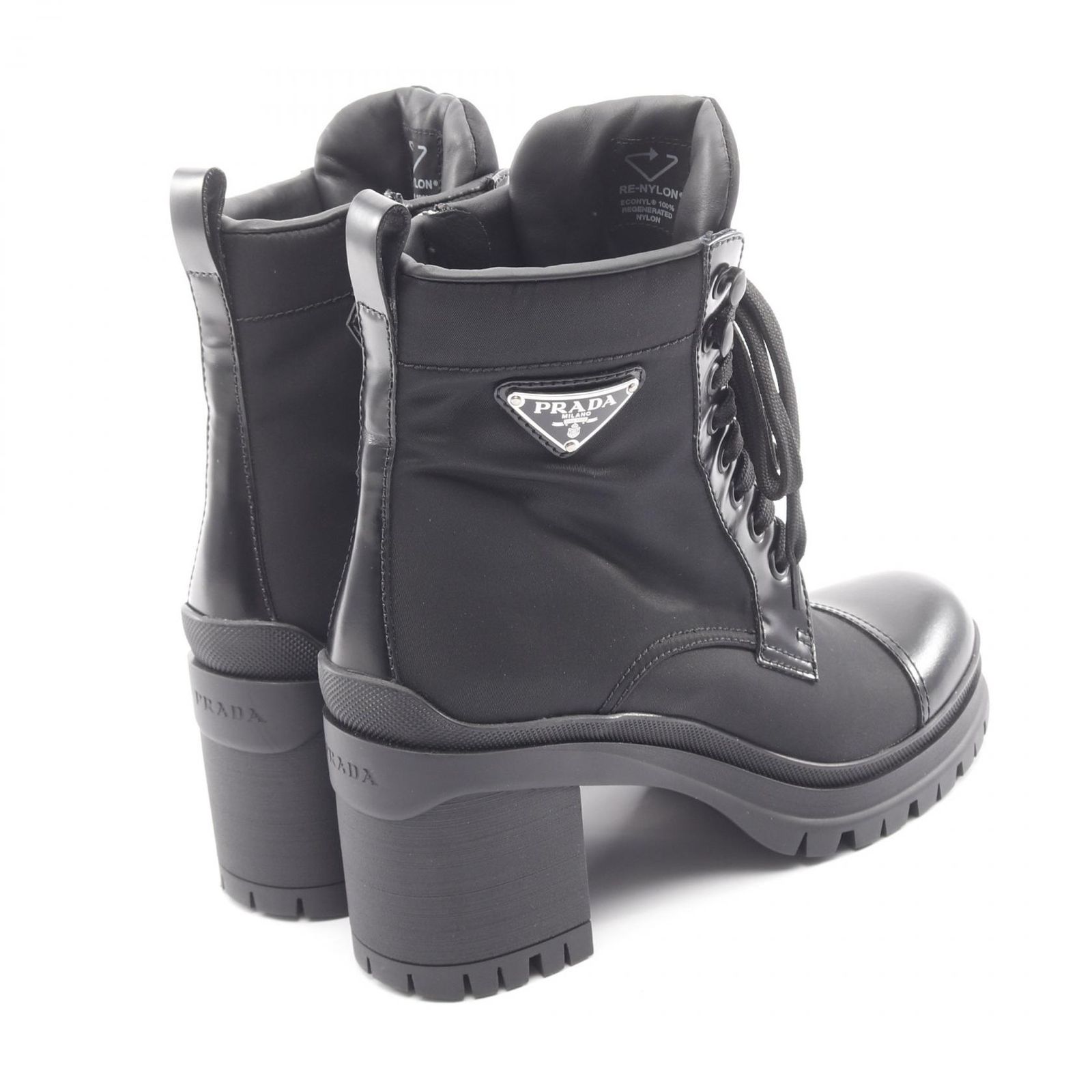 プラダ PRADA ブーツ Re-Nylon ナイロン レザー ブーツ レディース Used A