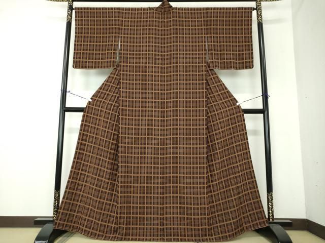 平和屋着物 上質な小紋 京友禅 格子 証紙付き 正絹 DAAX4096ps