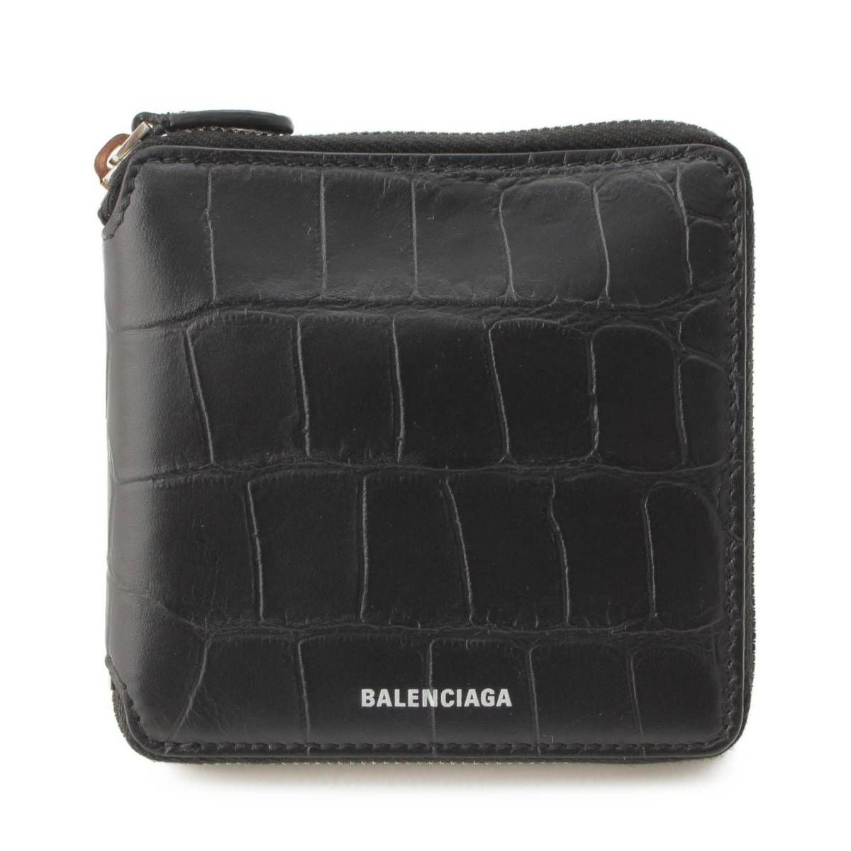 バレンシアガ】Balenciaga クロコ型押し スクエア ラウンドジップ
