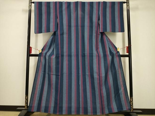 平和屋着物∴夏物 浴衣 しじら織 間道 綿 AABA5685sx
