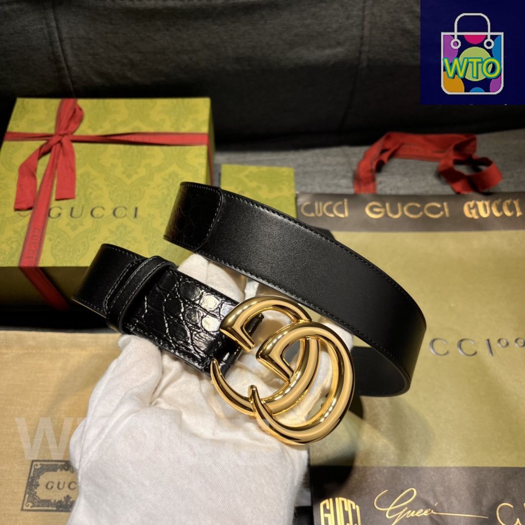 GUCCI GGパターン ブラックレザーベルト GUCCI ブラックレザー ベルト GGパターン