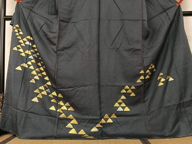 平和屋着物○訪問着 鱗文様 大鳳ちりめん 金彩 仮絵羽 正絹