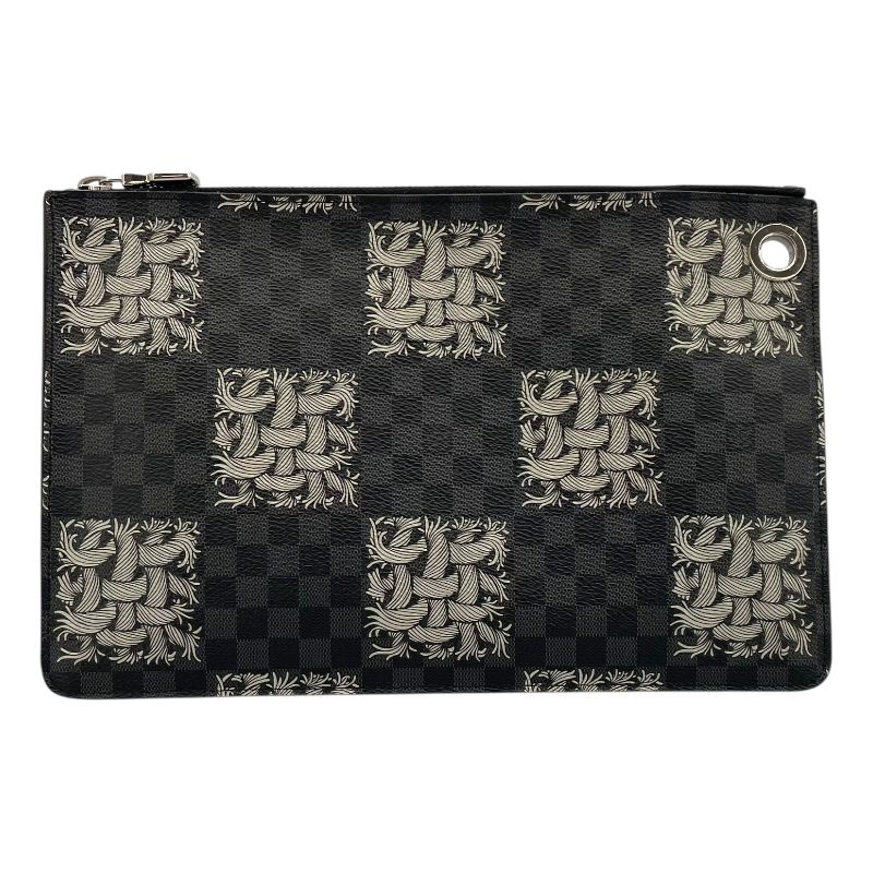 ルイ ヴィトン LOUIS VUITTON ポシェットジュールPMクリストファーネメス N61231 ブラック ダミエ グラフィット メンズ クラッチバッグ