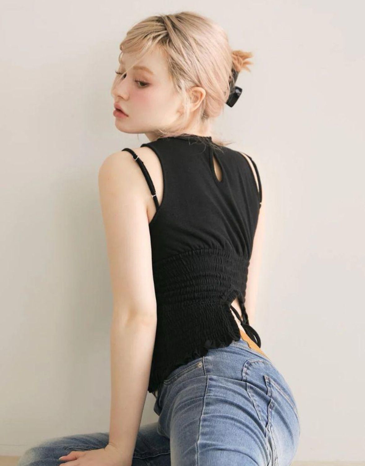 ロゴタンクトップ♡Andmary Ami shirring logo tops - メルカリ