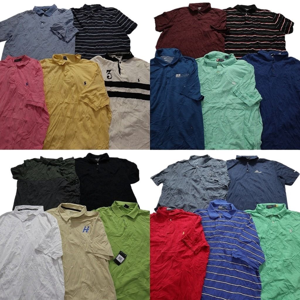 古着卸 ブランドMIX ポロシャツ 20枚セット メンズ 2XL ラルフローレン チャップス ネイビー 古着 NA1652