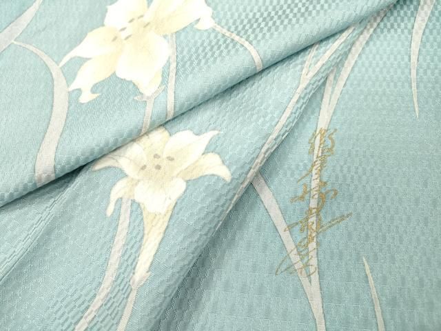 平和屋着物●華道家　假屋崎省吾プロデュース　きものの世界　小紋　舞花文　百合　正絹　逸品　DAAU9876fe 平和屋着物○華道家 假屋崎省吾プロデュース きものの世界 小紋 舞花文