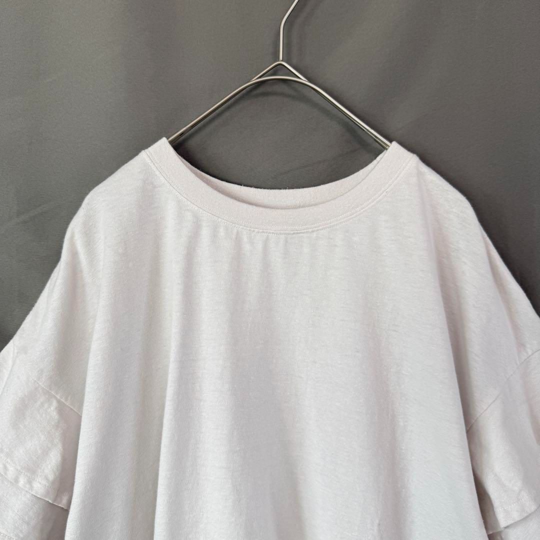 nest Robe UpcycleLino天然染め天竺ラッフルTシャツカットソー nest Robe UpcycleLino天然染め天竺ラッフルTシャツカットソー