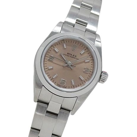 ロレックス ROLEX オイスターパーペチュアル 76080 K番 時計 レディース ブランド 自動巻き AT ステンレス SS シルバー ピンク 磨き済み
