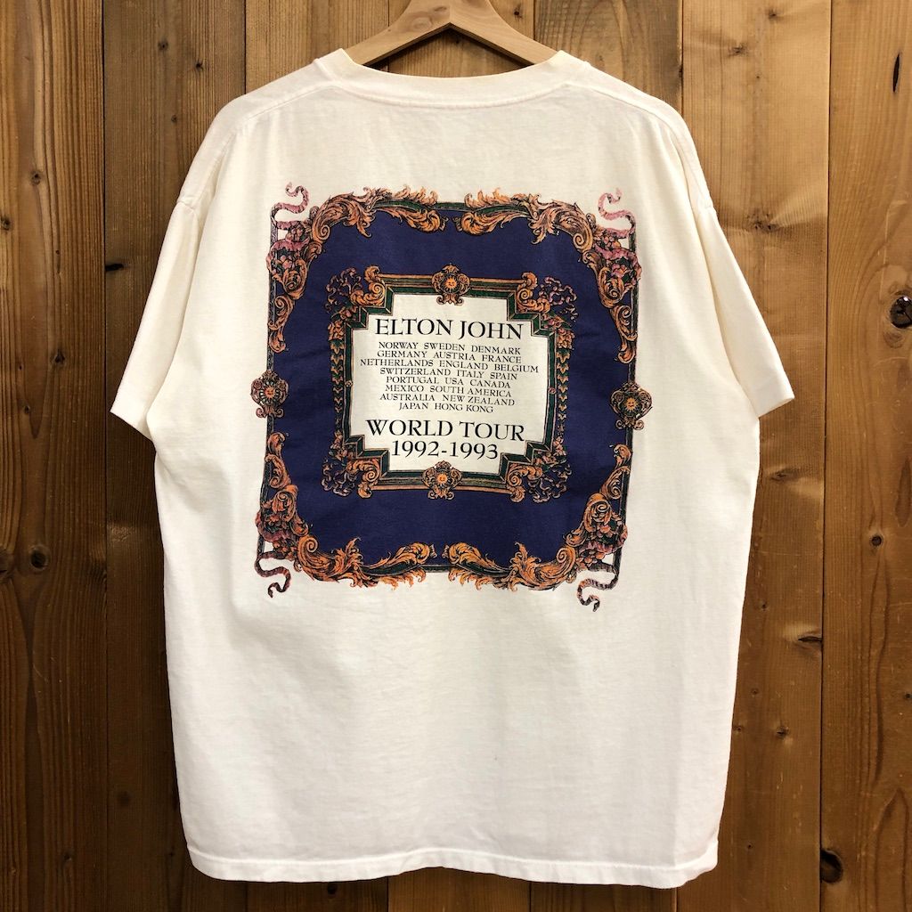 90s vintage Sportswear スポーツウェア ELTONJOHN エルトンジョン ツアーTシャツ 半袖 カットソー オフホワイト  B1081