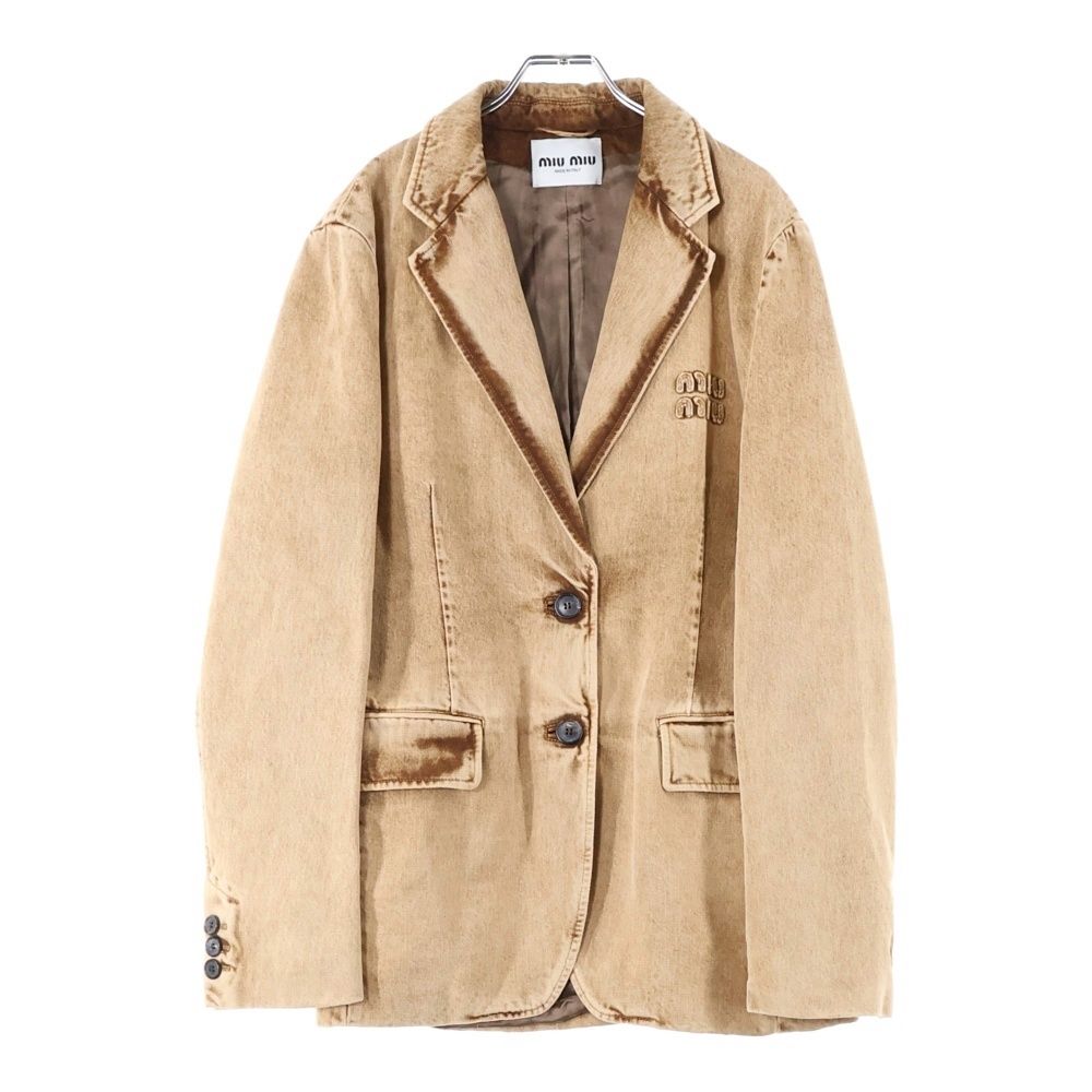 ミュウミュウ　miumiu デニム　テーラード　ジャケット　ジーンズ　38 miumiu (ミュウミュウ) リーチ加工デニムテーラードジャケット