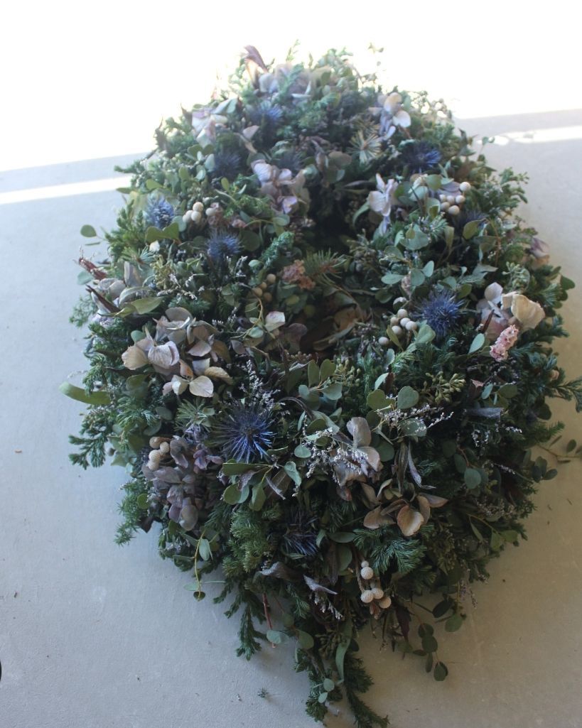 80cm|特大ダイヤ型アンティーク紫陽花の生花リース|ドライフラワー|壁掛け|ディスプレイ