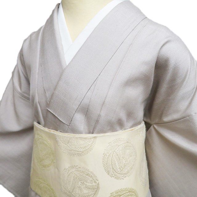 紬地 着物 リサイクル 正絹 袷 カジュアル 反端付き 砂色 身丈159cm 裄65.5cm M きもの北條 A1285-3