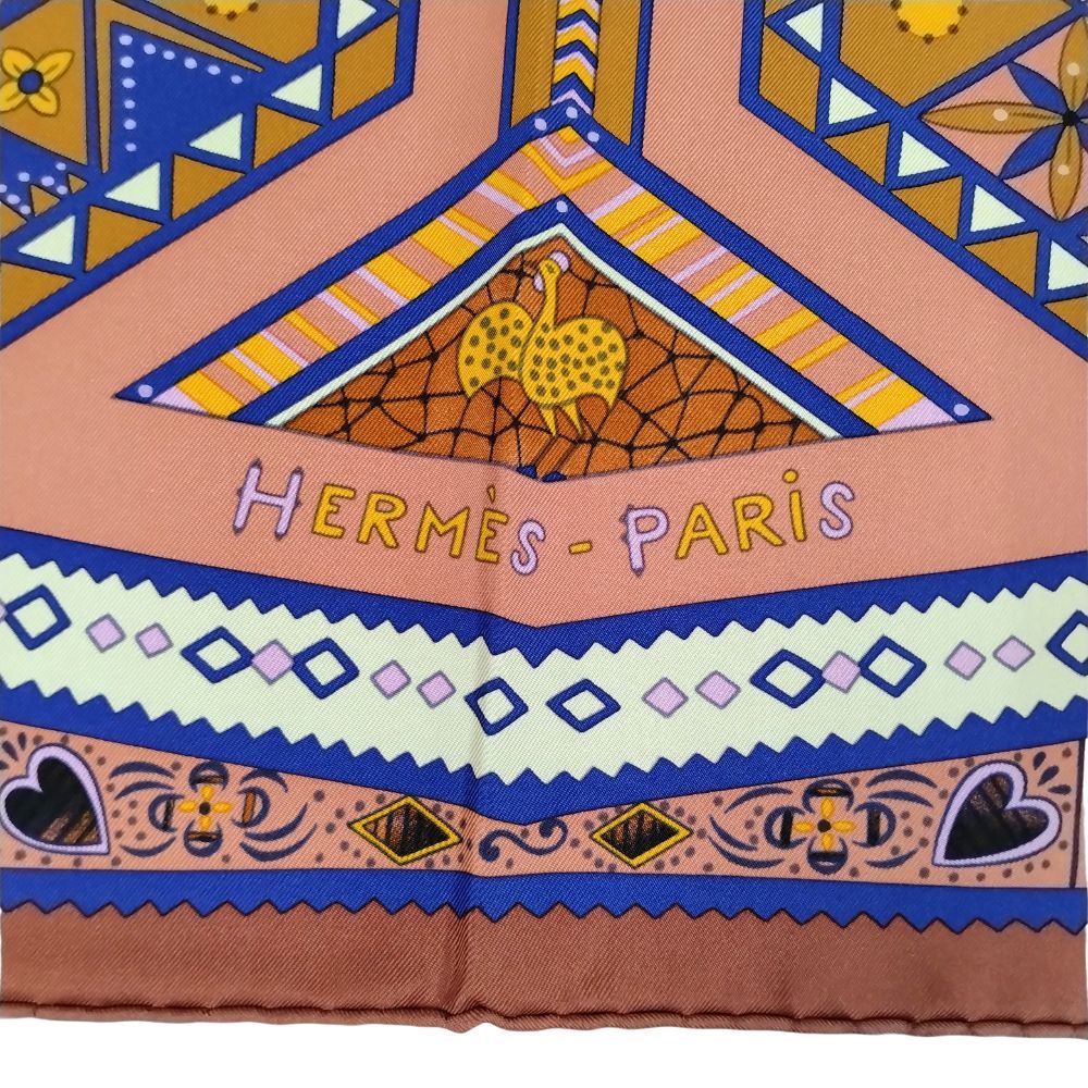 HERMES エルメス シルク スカーフ カレ90 ORS BLEUS DAFRIQUE アフリカ