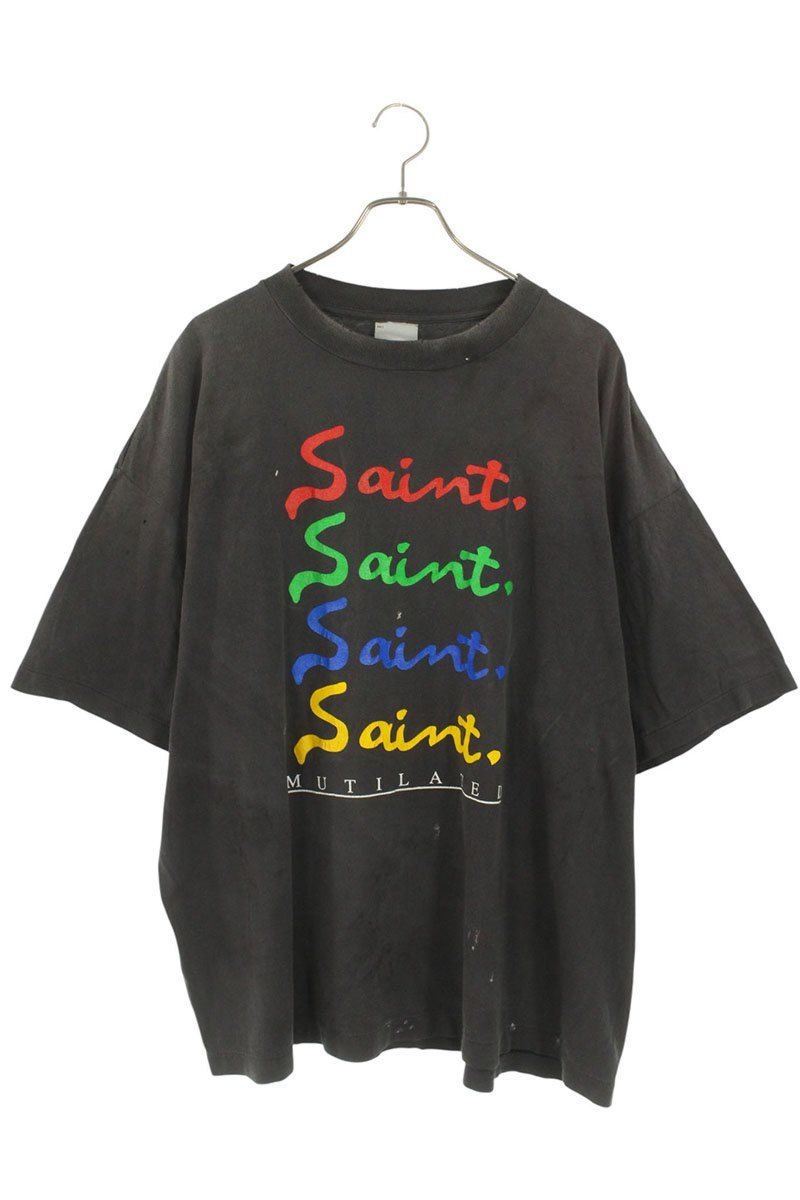 【 予約受付開始】 セントマイケル SM-HR1-0000-013 マルチカラーロゴプリントヴィンテージ加工Tシャツ メンズ XXL 経済的な
