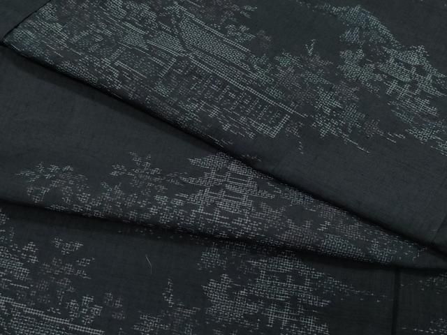 平和屋着物＊夏物 紗紬 横段文 鈴乃屋扱い 正絹 逸品 BAAT7421pk