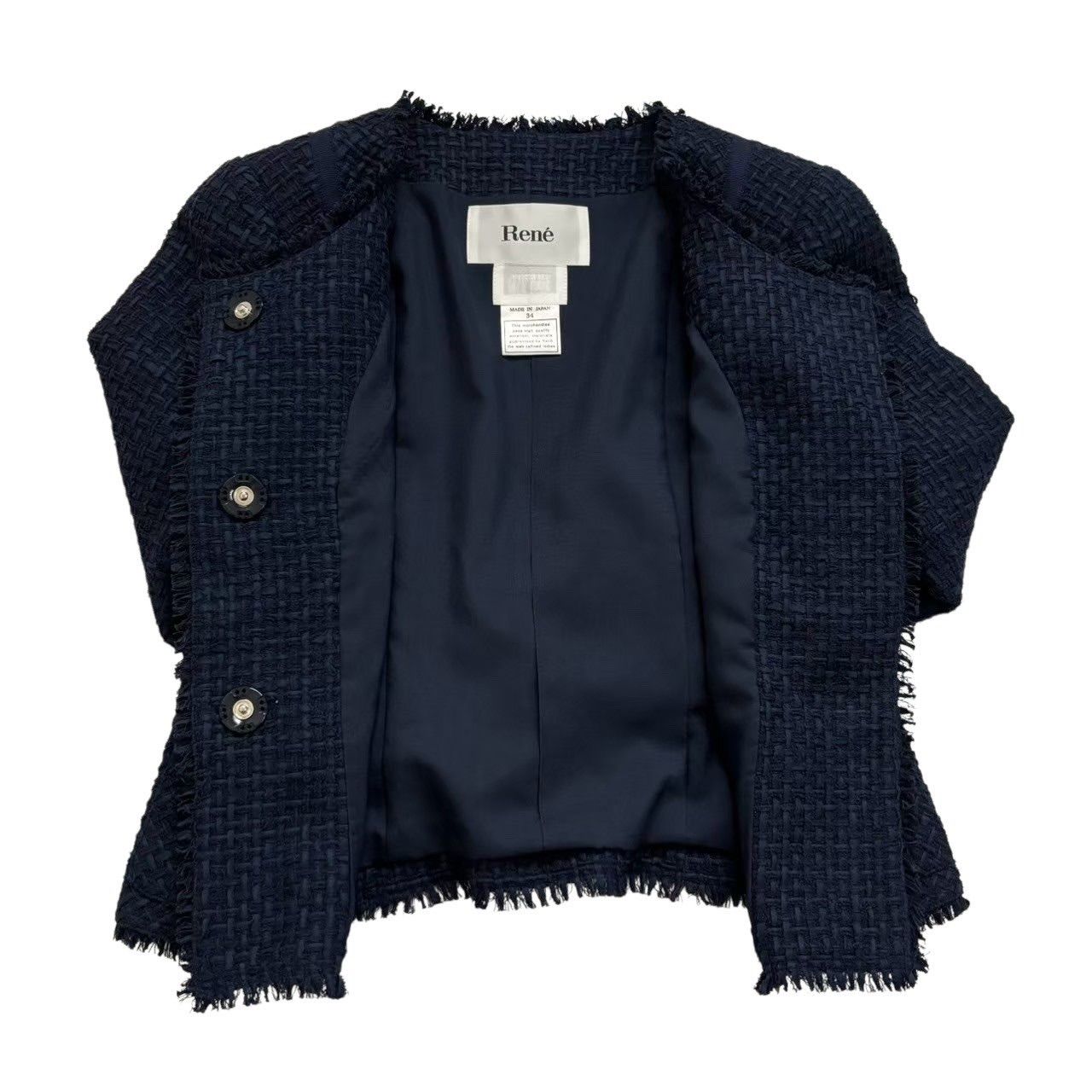 ルネ　ネイビー ノーカラージャケット　34 Rene ルネ ノーカラージャケット 紺 ネイビー アウター 入園式 卒園式