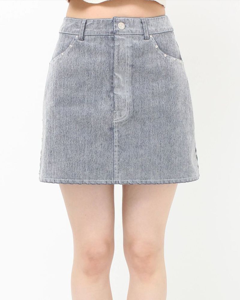 ムルーア フロッキーデニムミニスカート