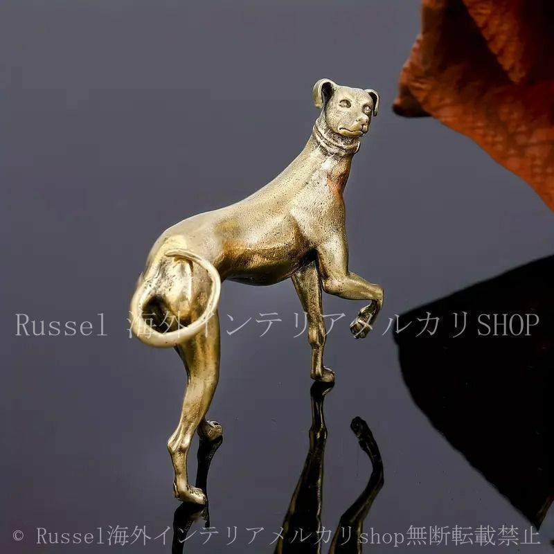 犬の置物　イングリッシュグレイハウンド　 真鍮製、オブジェ　真鍮製の犬 ビンテージ1970年代真鍮犬オブジェ通販 中目黒実店舗あり
