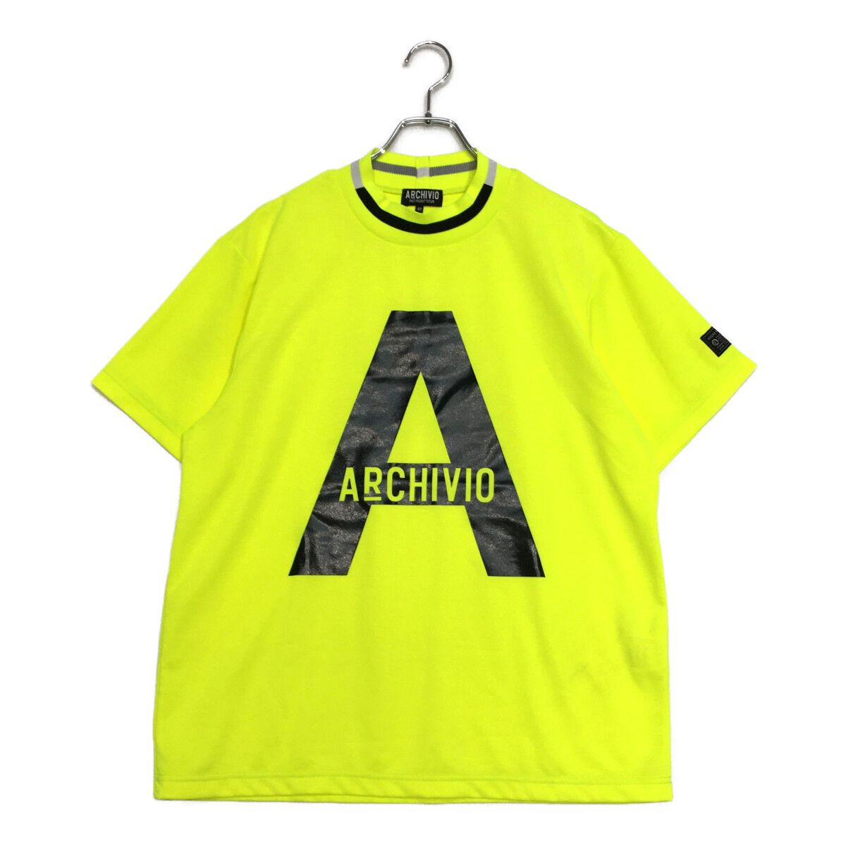 メンズ アルチビオ archivio 半袖シャツ 48 L イエロー 黄 ネオンカラー モックネック