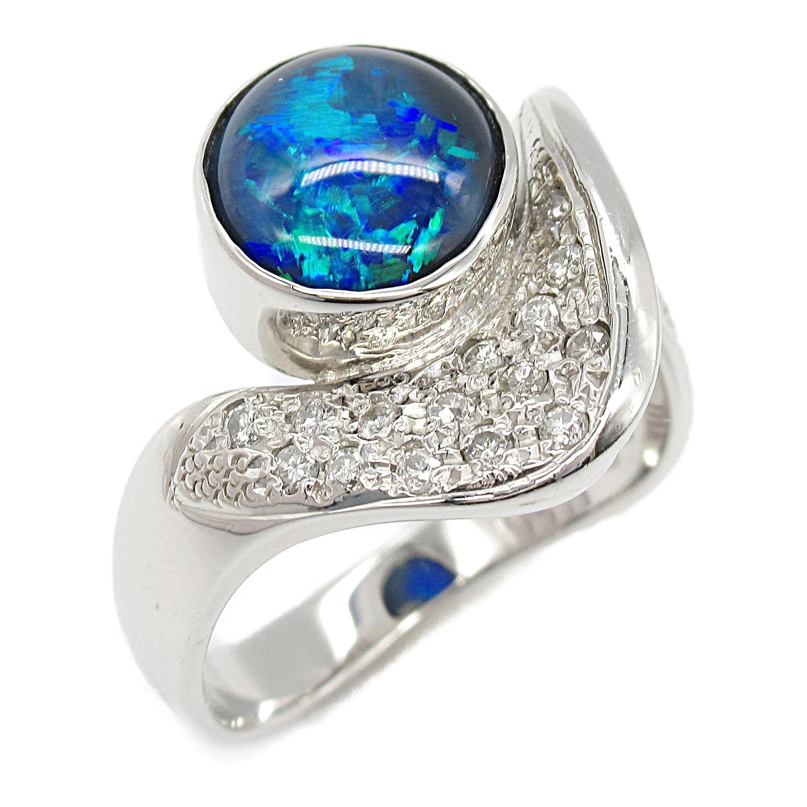 ジュエリー JEWELRY リング 指輪 ブラックオパール ダイヤモンド リング ﾌﾞﾗｯｸｵﾊﾟｰﾙ 9.3g 15 Pt900プラチナ ダイヤモンド リング レディース Used A