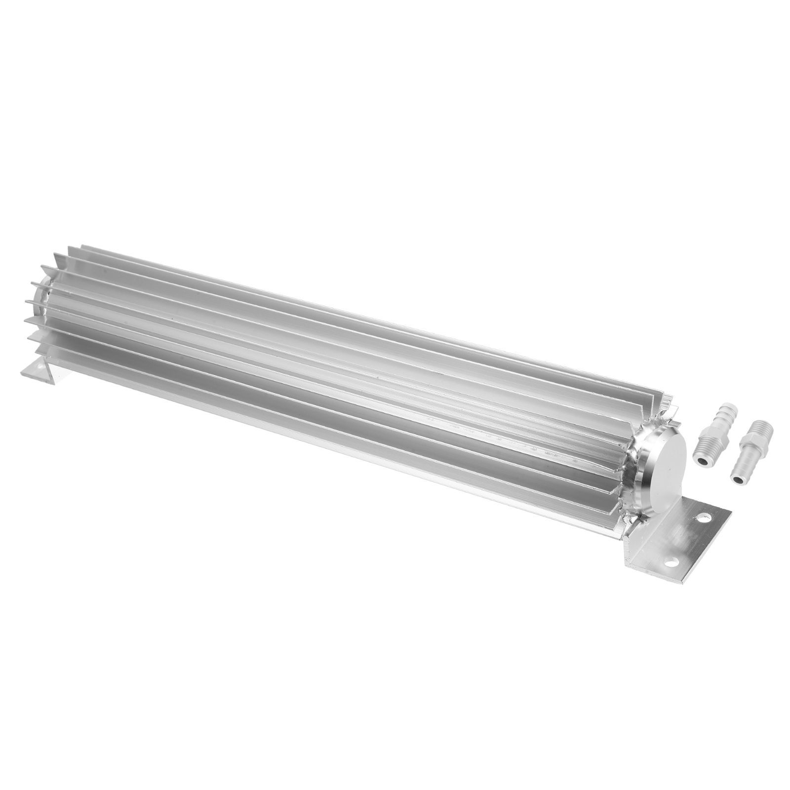 uxcell トランスミッションオイルクーラー 15フィン付き アルミニウム合金 ダブルパストランスミッショントランスクーラー 1/4NPT ユニバーサル シルバートーン 1セット