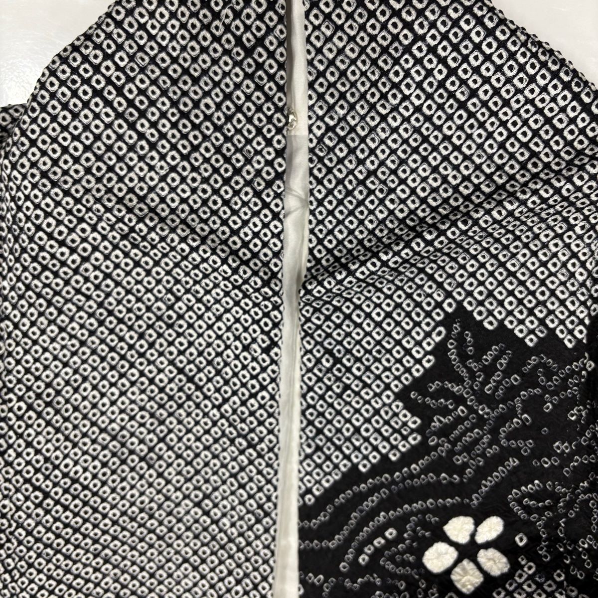 訪問着 身丈165.5cm 裄丈66cm M 袷 草花 雲文 総絞り 黒