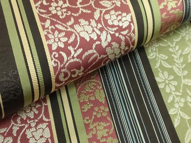 平和屋着物□極上 本場筑前博多織 全通柄袋帯 花唐草間道 証紙付き