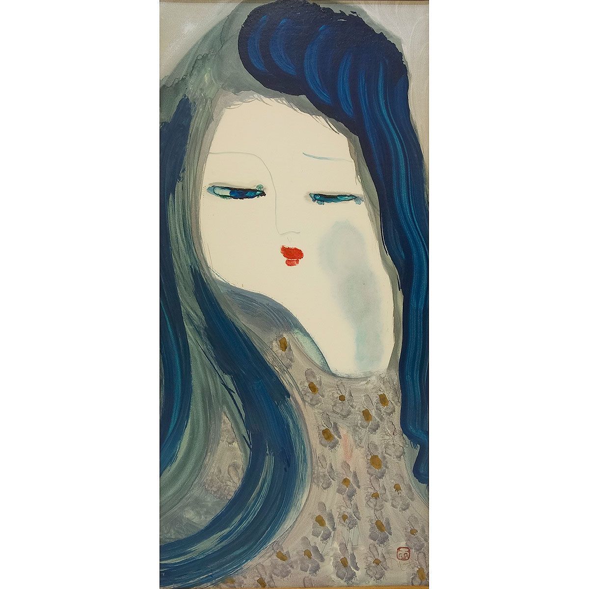 人物画 油絵 ロッカクアヤコ F6号 二人の女の子 額付き 手描き 肉筆