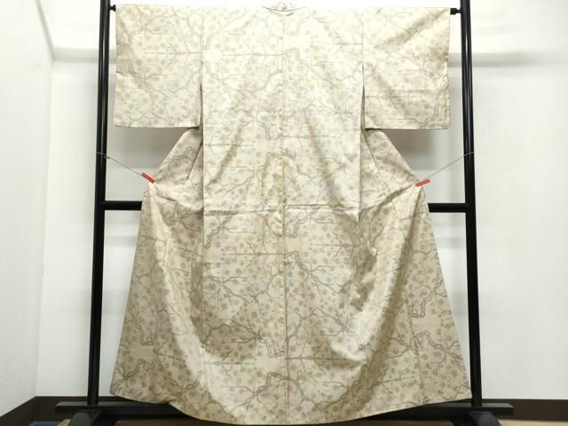 平和屋着物○本場大島紬 カタス7マルキ 草花文 正絹 逸品 未使用