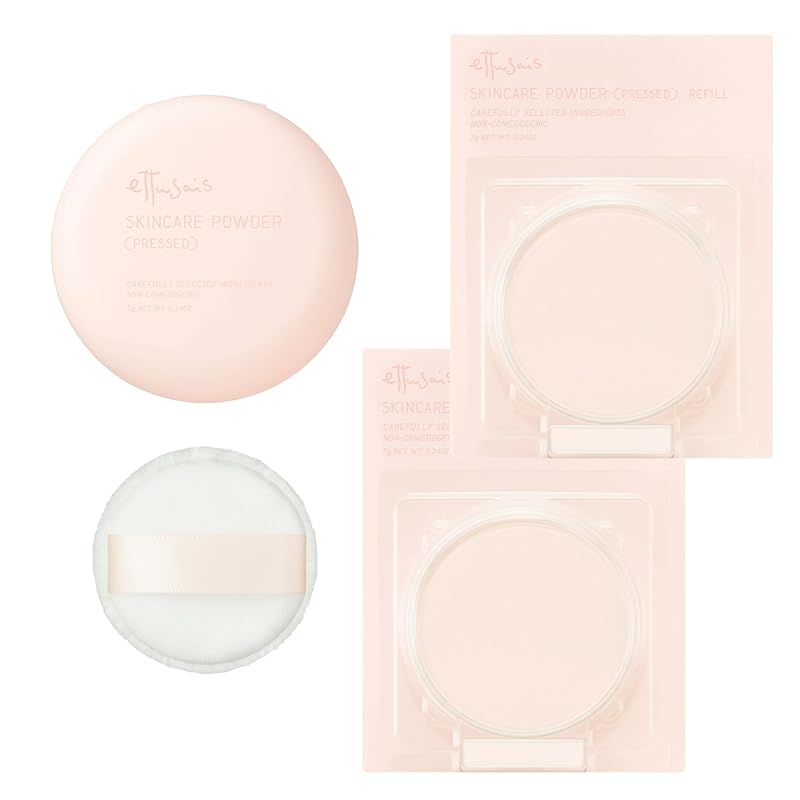 セット品 ettusais エテュセ スキンケアパウダー プレスト プレストパウダー フェイスパウダー 毛穴カバー 日中の化粧なおし スキンケアパウダー 本体 7g×1 レフィル 7g×2 パフ1個 0