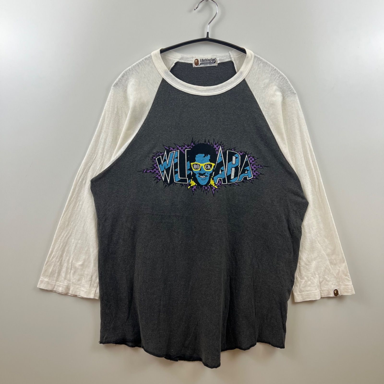 y2k a bathing ape ラグラン　Tシャツ　ロンT エイプ A BATHING APE エイプ ラグランTシャツ 長袖 七分丈 ロンT 白黒