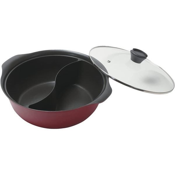 2個セット ステイドリーム ふっ素加工IH対応ガラス蓋付二食鍋 28cm HB-6588