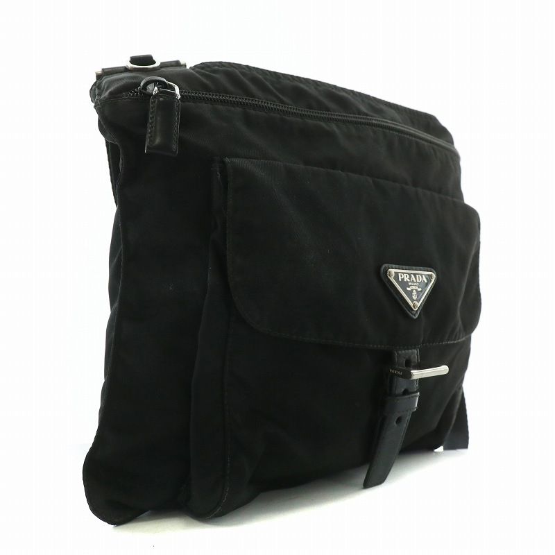 プラダ PRADA ショルダーバッグ ナイロン 三角ロゴプレート 黒